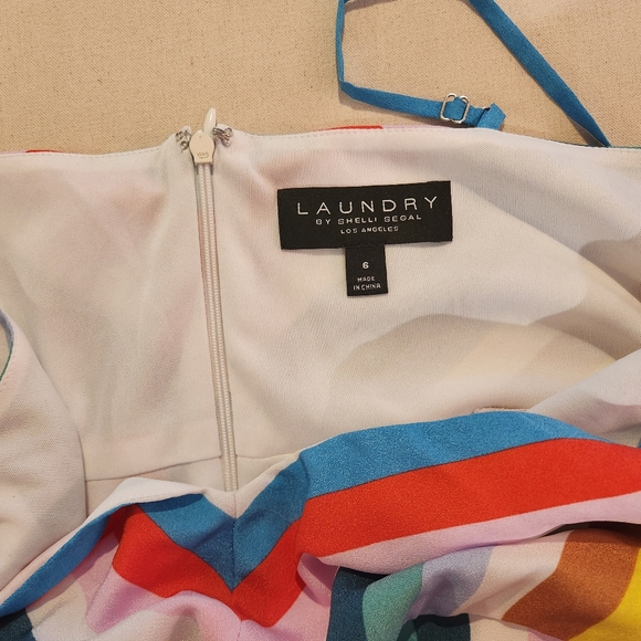 Laundry by Shelli Segal Rainbow Maxi Dress Sz 8 striped boho party maximalist - Picture 4 of 9